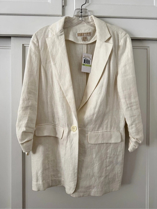 Michael Kors Jackets & Blazers - Michael Kors Linen Blazer in White Size 4 NWT
